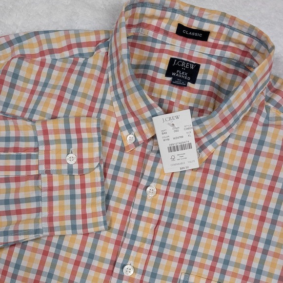 J.CREW Other - J Crew Shirt Mens XL Multicolor Check Flex Washed Classic LS Button Down NEW